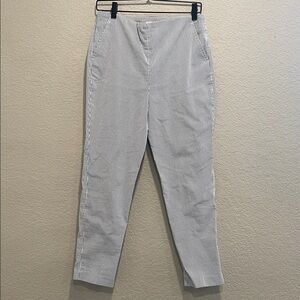 Carolina Belle Womens Seersucker Striped Gray/Blue and White Pants Size 8